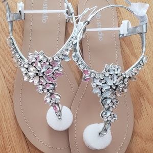 Davids Bridal Jeweled T Strap Sandals